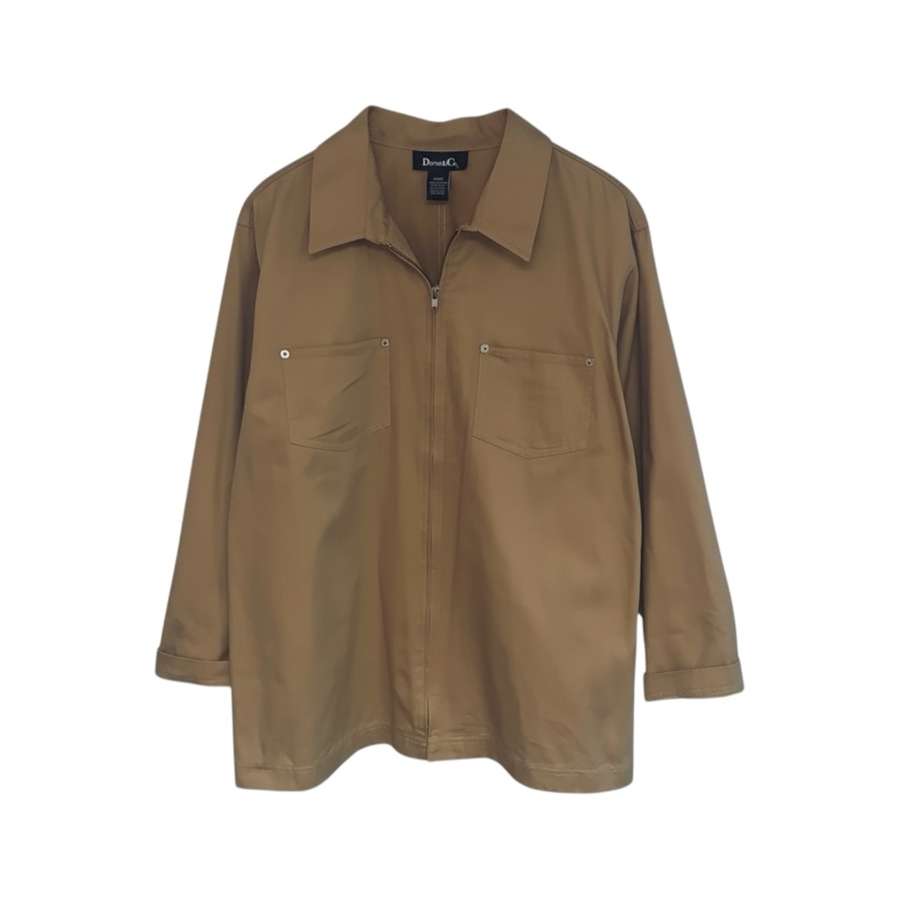 Denim&Co Vintage‎ Lightweight Jacket Women’s Large Tan Khaki Utility